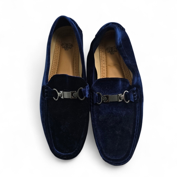Royal Other - Royal Shoes Navy Velvet Loafers – Luxe Horsebit Slip-On Flats Size 10